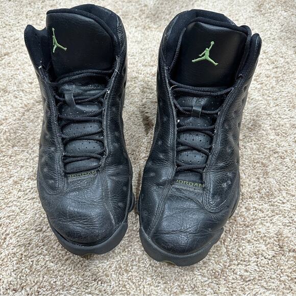 Men’s Jordan’s Shoes Black and Green Soles Sneakers - Size 12 - Picture 2 of 5